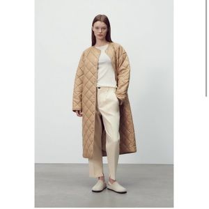 Zara Tan Quilted Leather Jacket